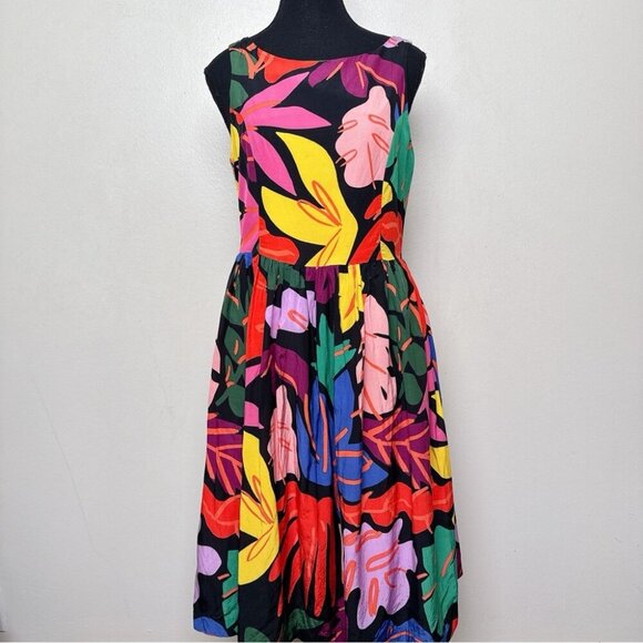 Gorman Womens 10 Floral Sleeveless Fit and Flare Frondsense Dress - Picture 2 of 16